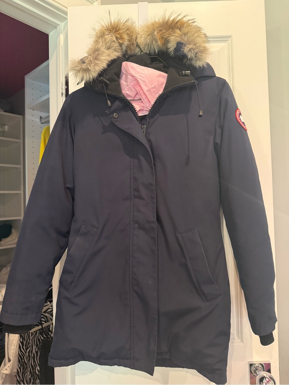 Canada Goose Navy Women's Down Parka with Fur-Trim Hood